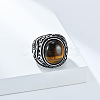 304 Stainless Steel with Natural Tiger Eye Finger Rings for Men FS-WG44E14-12-3