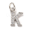 Initial Letter Brass with Cubic Zirconia Charms KK-Q814-26K-P-1