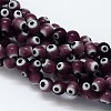 Handmade Evil Eye Lampwork Round Bead Strands LAMP-L055-6mm-04-1