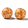 Painted Natural Wood European Beads X-WOOD-S057-055-3
