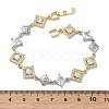 Brass Micro Pave Clear Cubic Zirconia Link Chain Bracelets for Women BJEW-C156-06C-PG-5
