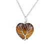Natural Tiger Eye Heart Pendant Necklaces PW-WG58330-07-1