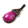 Natural Violet Banded Agate(Dyed & Heated) Pendants G-H065-01R-13-2