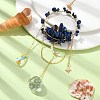 Natural Lapis Lazuli & Dyed Natural Quartz Crystal with Glass Pendant Decorations HJEW-TA00123-02-2