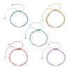 Adjustable Dyed Synthetic Turquoise Religion Cross & Ombre Effect Dyed Glass Rondelle Braided Bead Bracelets BJEW-JB14309-2