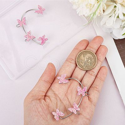 2Pcs 2 Styles Bling Butterfly Cuff Earrings EJEW-SC0001-26B-1