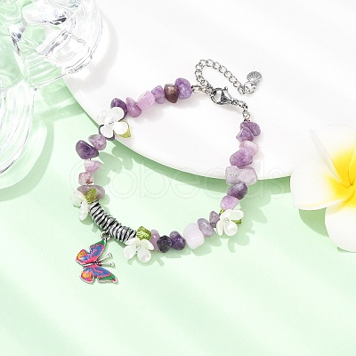 Printed Alloy Butterfly Charm Bracelets BJEW-JB12404-01-1