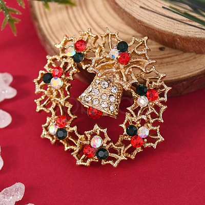 Christmas Theme Zinc Alloy Rhinestone Brooches for Backpack Clothes LK8386-20-1