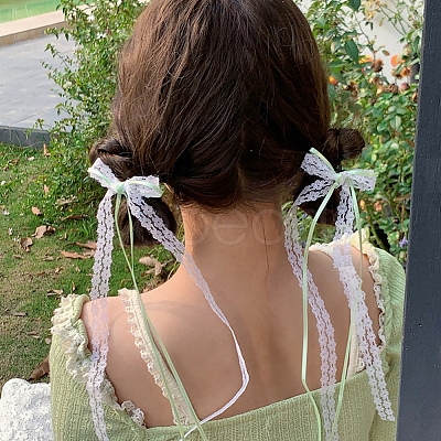 10Pcs 5 Colors Polyester Resin Bowknot Hair Clips PHAR-CN0001-05-1