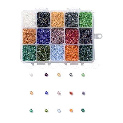 FGB 375G 15 Colors 12/0 Grade A Round Glass Seed Beads SEED-JP0011-01-2mm-1