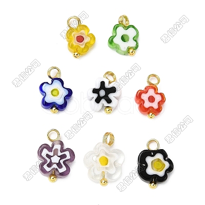 50Pcs Handmade Millefiori Glass Charms PALLOY-BM00022-1