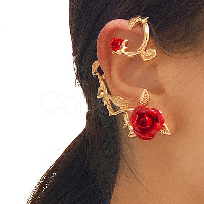 Alloy Rose Flower Stud Earrings EJEW-C058-01LG-1