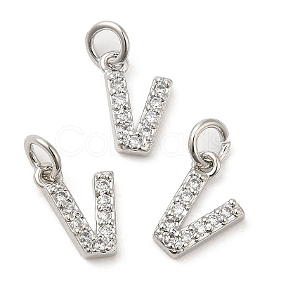 Brass Micro Pave Grade AAA Cubic Zirconia Charms ZIRC-P067-11P-V-NR-1