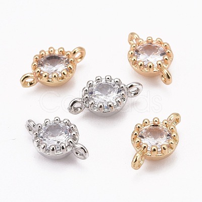 Flower Brass Micro Pave Cubic Zirconia Links X-ZIRC-L054-09-NR-1