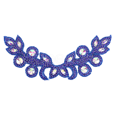 Flower Pattern Rhinstone Appliques AJEW-FG0002-40C-1