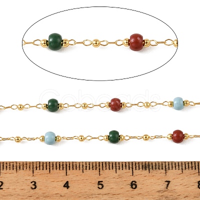 Handmade Brass Glass Beaded Chains GL-CBA1C06-11G-1