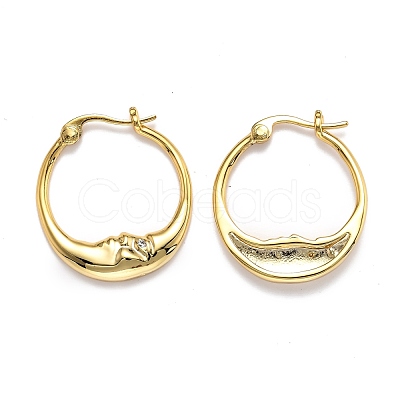 Brass Micro Pave Clear Cubic Zirconia Hoop Earrings EJEW-B006-01G-1