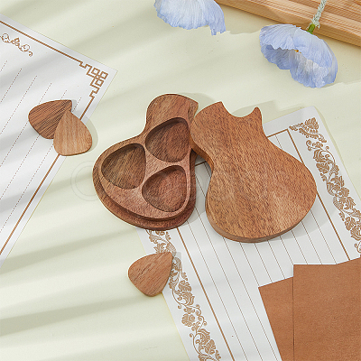 Wooden Guitar Pick Box with 3Pcs Picks CON-WH0089-73-1