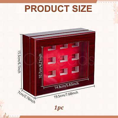 12-Slot Wooden Champion Rings Storage Boxes with Clear Acrylic Window Lid CON-WH0089-287-1