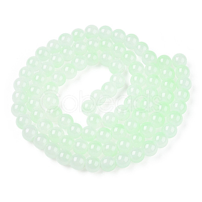 Baking Paint Imitation Jade Glass Round Bead Strands X1-DGLA-N003-10mm-08-1-1