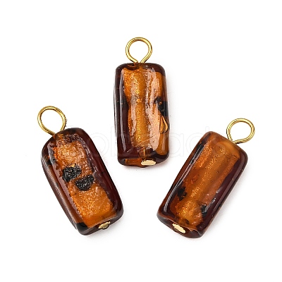 Handmade Gold Sand Lampwork Pendants PALLOY-JF04370-02-1