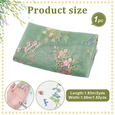 2 Yards Polyester Embroidery 3D Flower Mesh Fabrics DIY-WH0622-383E-1