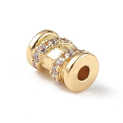 Rack Plating Brass Micro Pave Clear Cubic Zirconia Beads KK-C019-29G-1