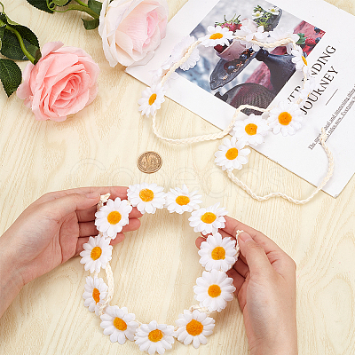 2Pcs Cloth Small Sunflowe Wreath Headband OHAR-CP0001-20B-1