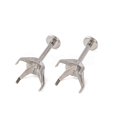 304 Stainless Steel Prong Earring Settings SA-CBA8B85-11E-02-1
