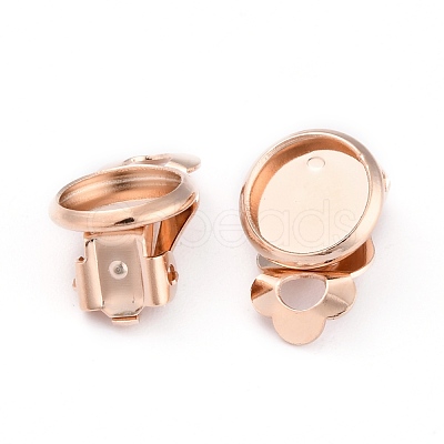 304 Stainless Steel Clip-on Earring Setting STAS-L244-50C-RG-1