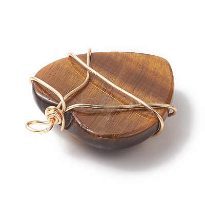 Natural Mixed Stone Copper Wire Wrapped Pendants PALLOY-JF02042-1