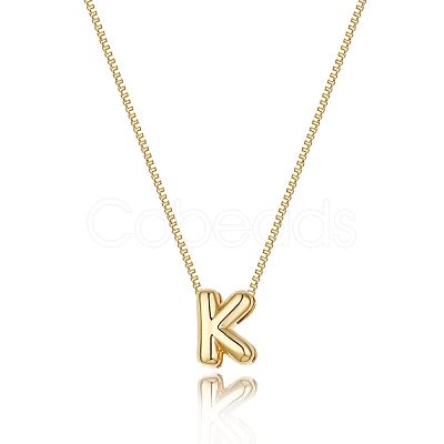 Brass Initial Pendant Box Chain Necklaces for Women FS-WG5C822-11-1
