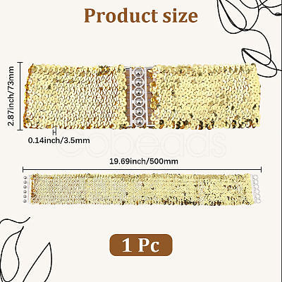 Sparkle Sequins Wide Elastic Dress Belts AJEW-WH20128-026P-04-1