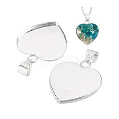 2Pcs 925 Sterling Silver Pendant Cabochon Settings STER-PH0003-05B-1