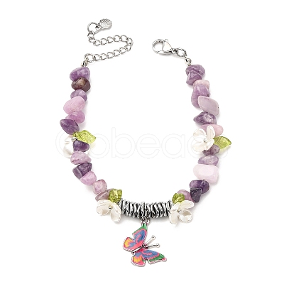 Printed Alloy Butterfly Charm Bracelets BJEW-JB12404-01-1