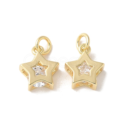 Brass Micro Pave Clear Cubic Zirconia Pendants KK-Q031-19G-01-1