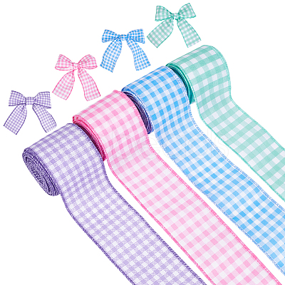 4 Rolls 4 Colors Polyester Ribbon OCOR-WR0002-02-1