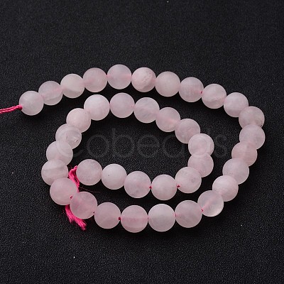 Frosted Round Natural Rose Quartz Bead Strands G-J346-06-10mm-1