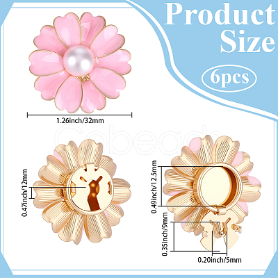6Pcs Flower Alloy Plastic Cufflinks FIND-CY0001-64-1