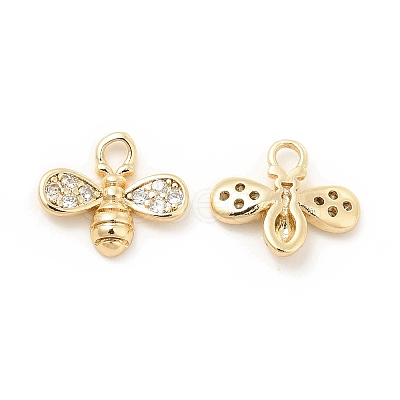 Brass Micro Pave Clear Cubic Zirconia Charms KK-G447-07G-1