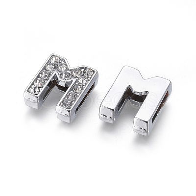 Alloy Initial Slide Charms with Grade A Rhinestones ALRI-R032-M-FF-1