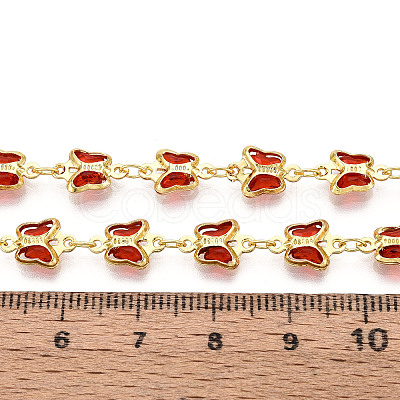 Brass Glass Butterfly Charm Link Chains CHC-T018-11D-G-1