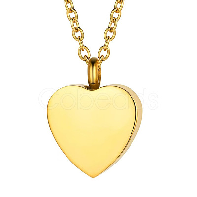 Stainless Steel Heart Cinerary Casket Pendant Necklaces NJEW-WH20009-07G-1