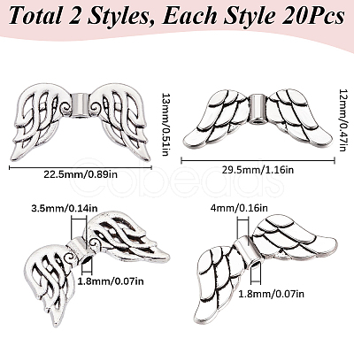 40Pcs 2 Styles Tibetan Style Alloy Beads FIND-SC0011-80-1