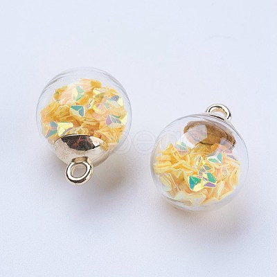 Glass Ball Pendants GLAA-G052-03G-1