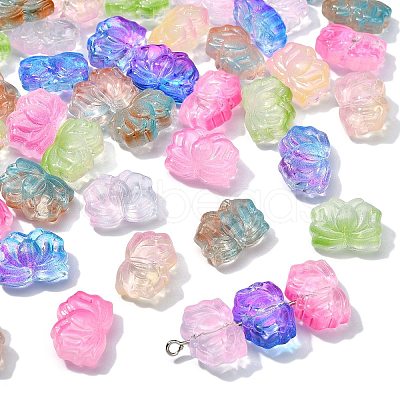 70Pcs 7 Colors Two Tone Glass Beads GLAA-CJ0001-78-1
