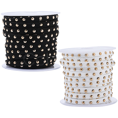 2 Rolls 2 Colors Faux Suede Cord with Aluminum Rivets OCOR-CY0001-03G-1