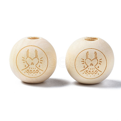 Unfinished Natural Wood European Beads WOOD-S045-148-1