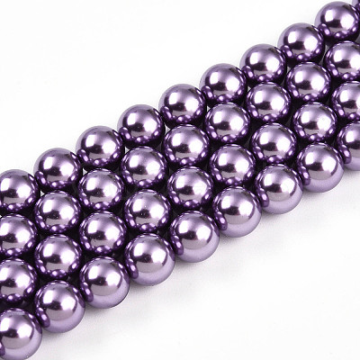 Baking Paint Pearlized Glass Pearl Bead Strands HY-N002-8mm-A14-1
