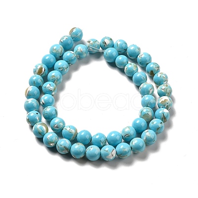 Synthetic Turquoise and Sea Shell Assembled Beads Strands G-D482-01B-07-1